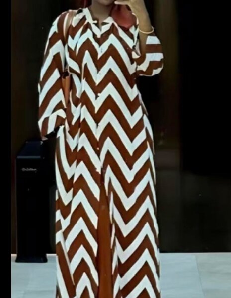 Robe longue à chevrons