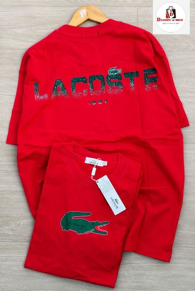 T-shirt rouge Lacoste Homme