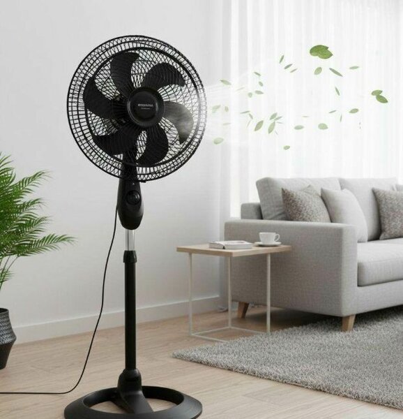Ventilateur sur pied noir élégant