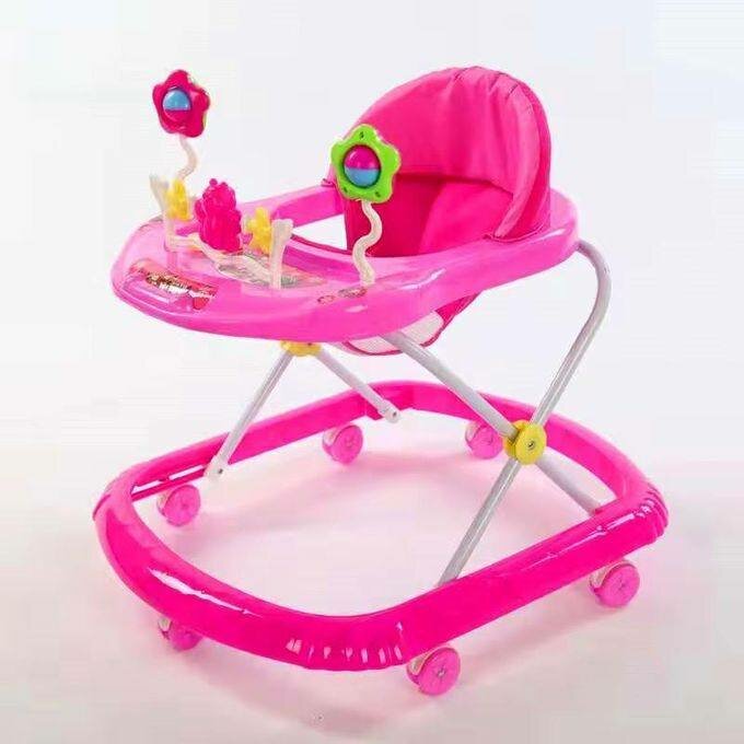 Trotteur bébé rose avec jouets