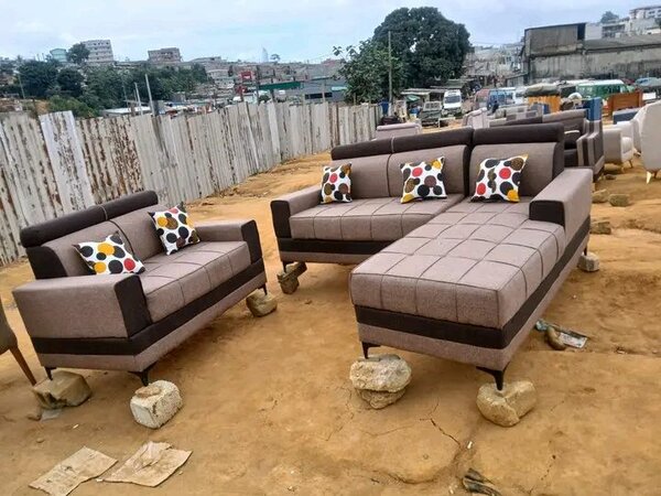 Canapé d'angle en tissu marron