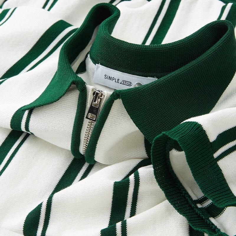 Polo à Rayures Vertes Homme