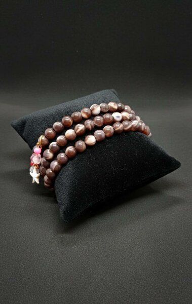 Bracelet perles en pierre naturelle marron