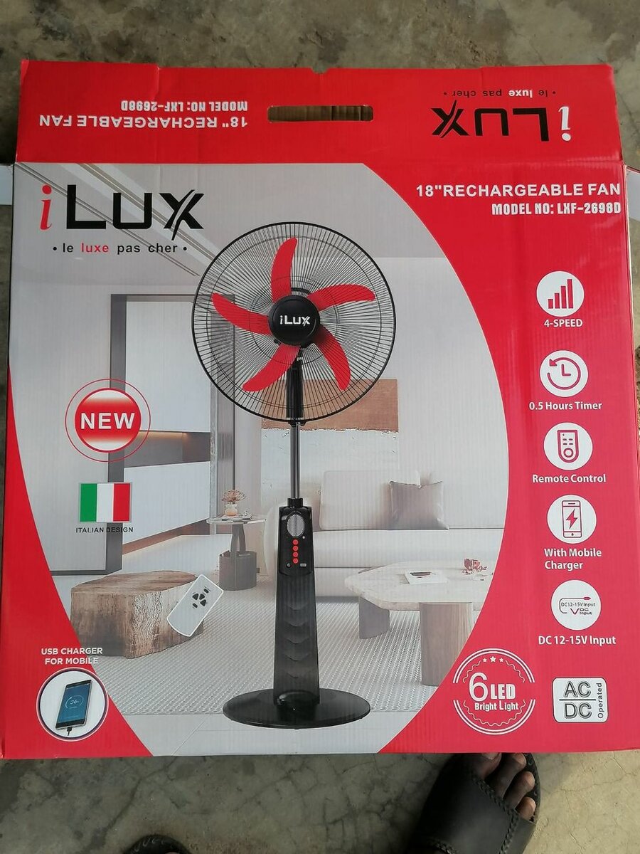 iLUX Ventilateur de sol rechargeable 18 pouces