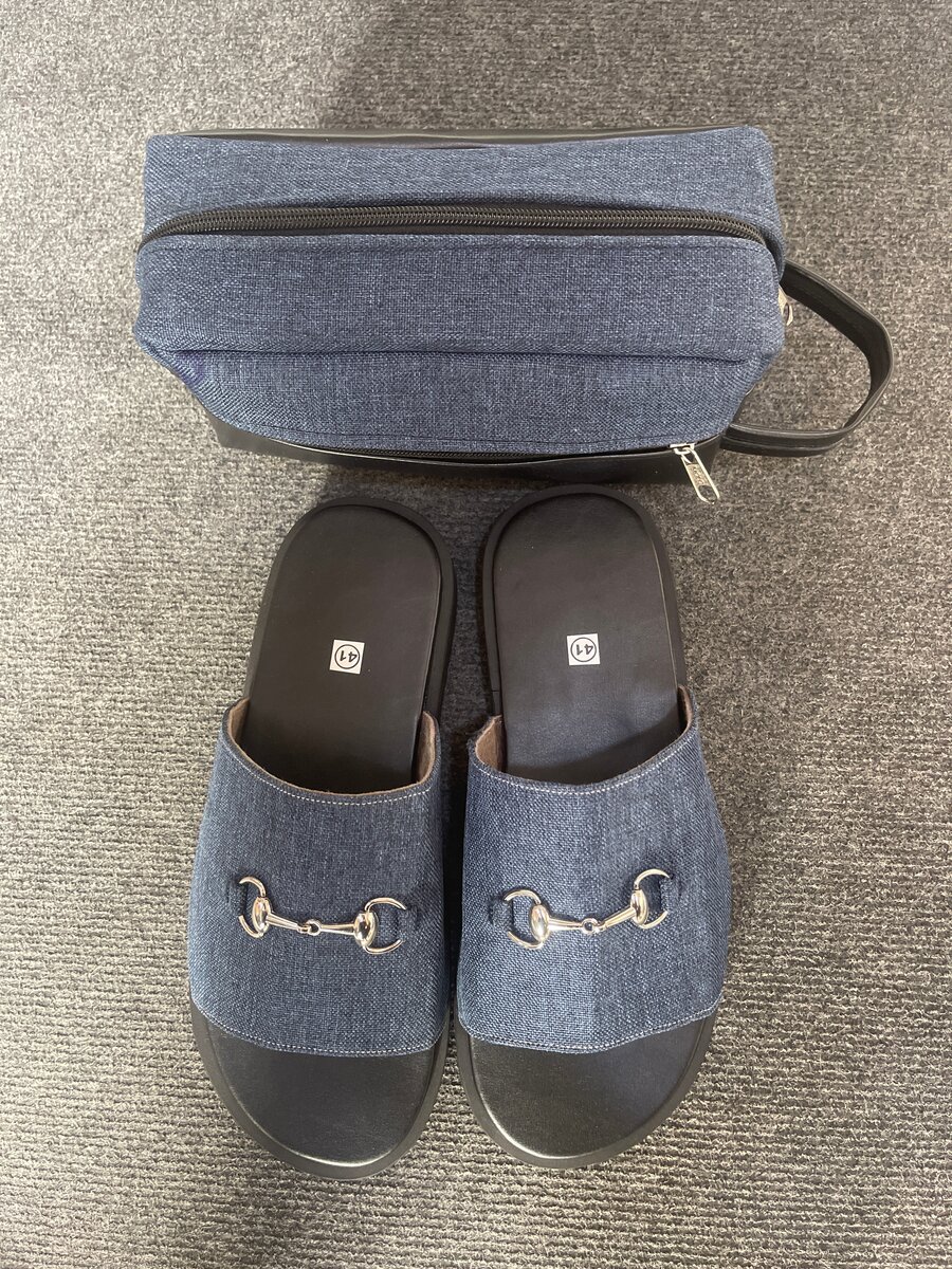 Set de mules en jean et cuir