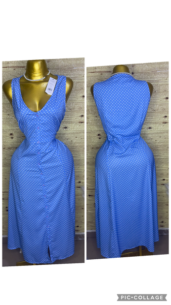 Robe longue bleu à pois