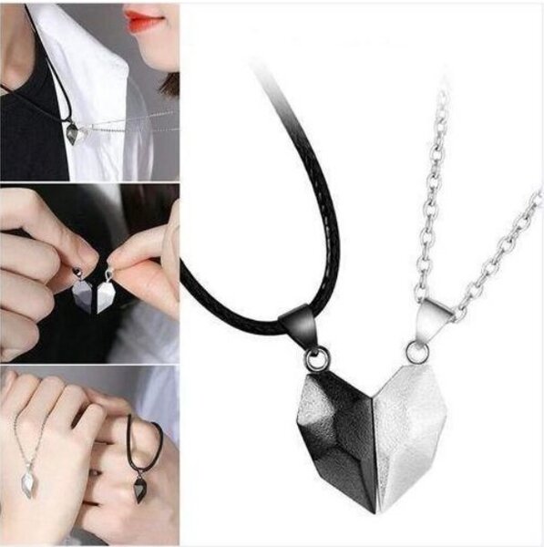 Collier Couple Coeur Magnétique