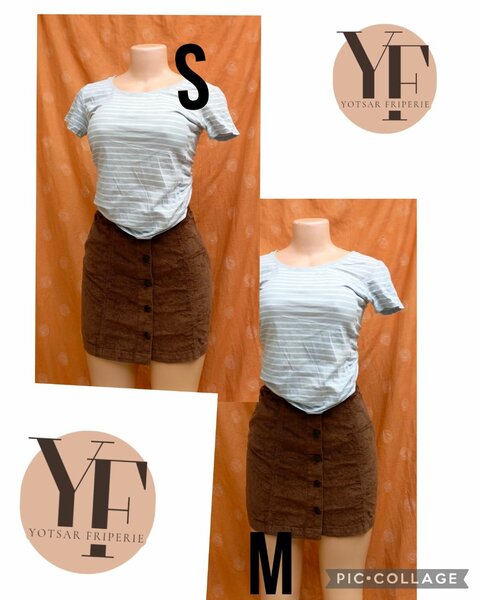 Jupe Boutonnée Marron Femme