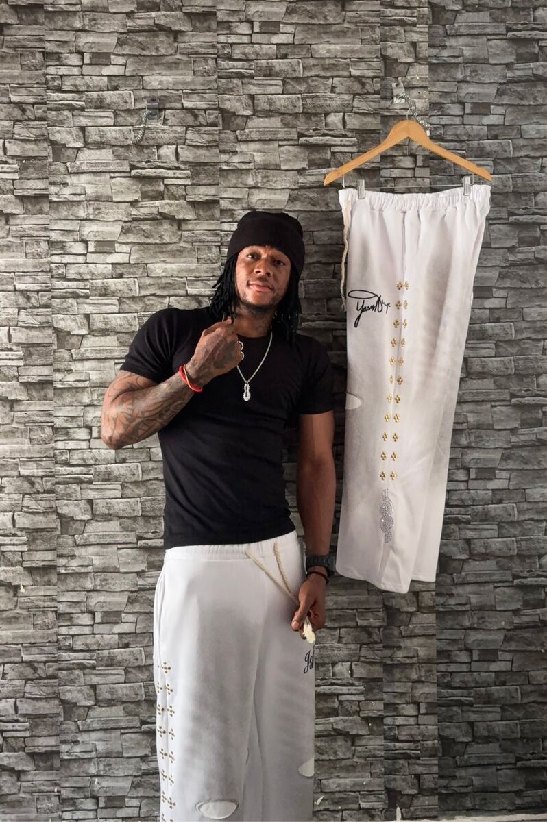 Pantalon décontracté brodé