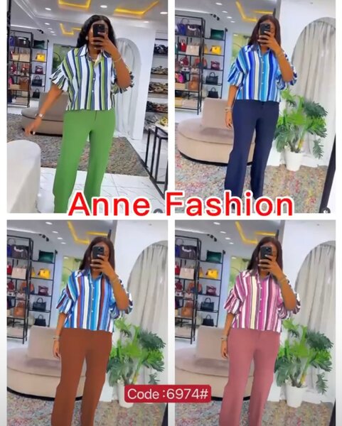 Chemisier rayé + pantalon