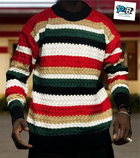 Pull rayé coloré pour homme