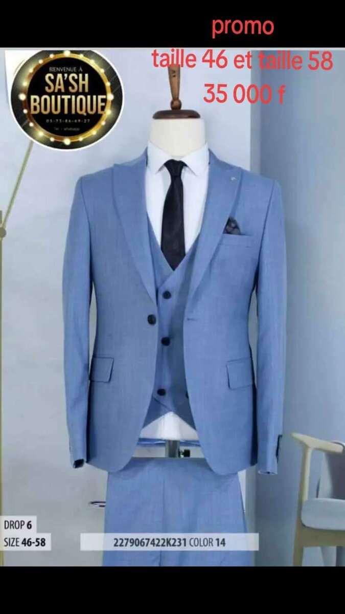 Costume Homme Élégant Bleu