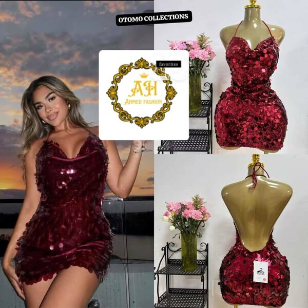 Robe à paillettes rouge