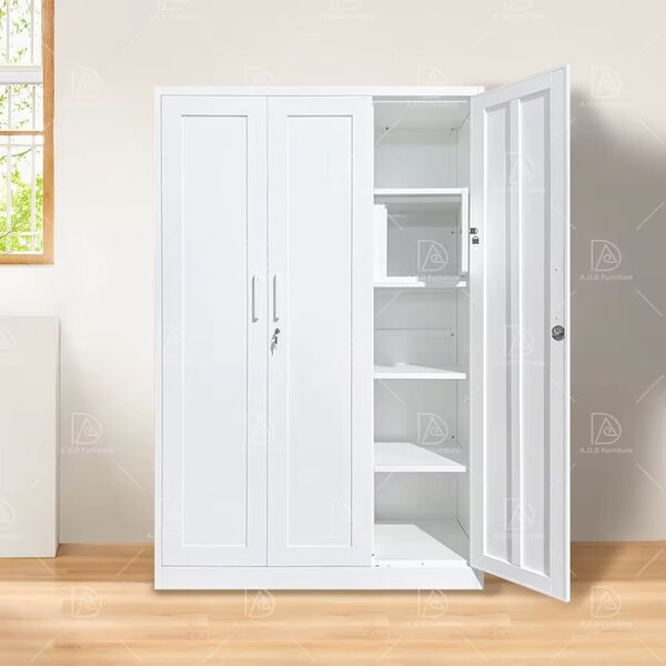 Armoire blanche 2 portes avec étagères