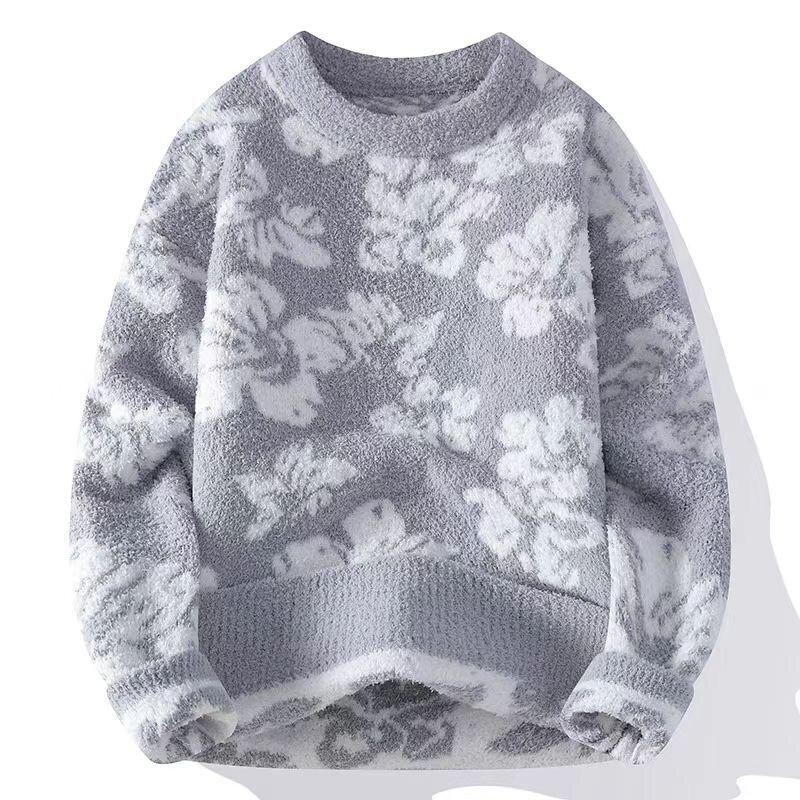 Pull en laine à motif floral