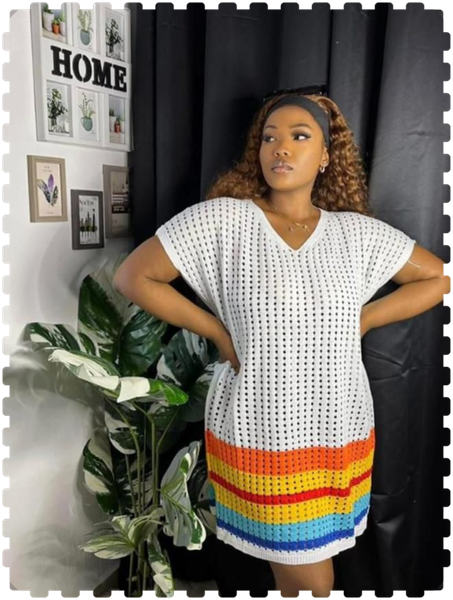 Robe en crochet arc-en-ciel