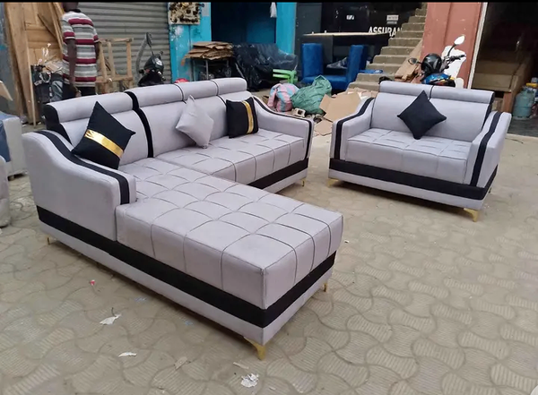 Ensemble canapé et fauteuil gris et noir