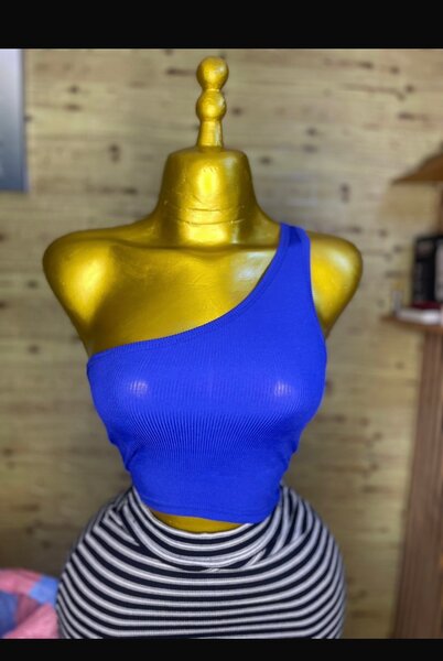 Top asymétrique bleu