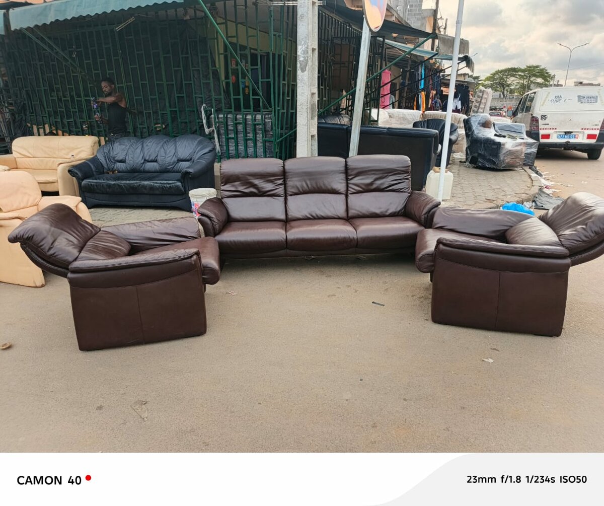 Canapé en cuir marron