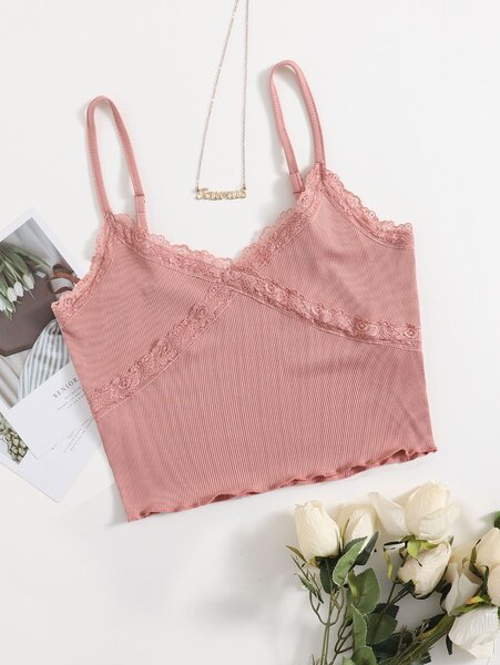 Top en dentelle rose élégant