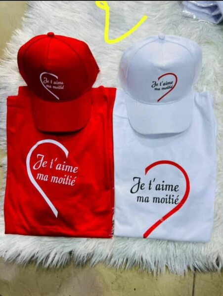 Ensemble T-Shirt et Casquette 'Je t'aime ma moitié'