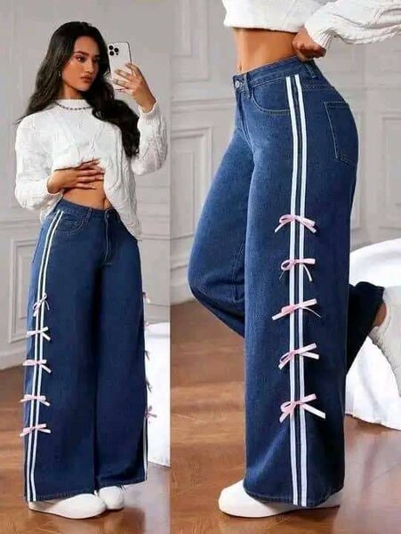 Jeans évasés pour femme avec lacets