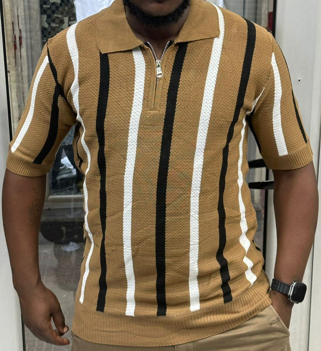 Polo zippé homme style rétro