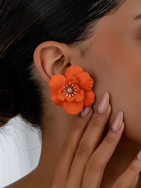 Boucles d'oreilles fleur orange