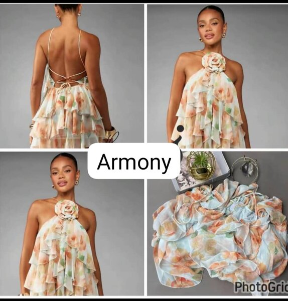 Robe fluide à volants Armony