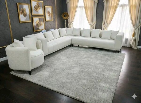 Tapis salon moderne en blanc