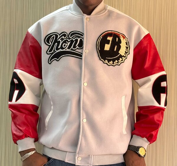 Veste de baseball homme rouge et blanc