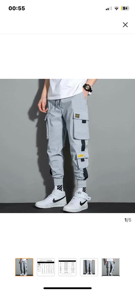 Pantalons cargo gris tendance