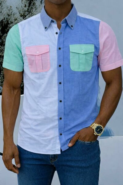 Chemise multicolore pastel