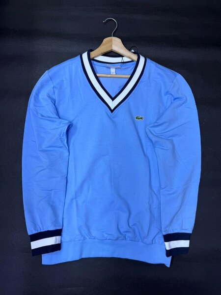 Pull col V Lacoste bleu