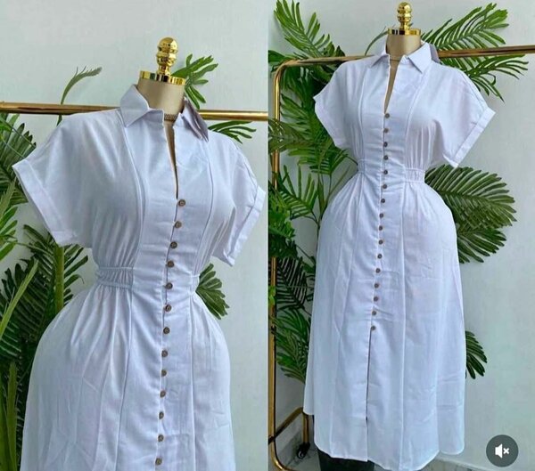 Robe blanche boutonnée pour femme