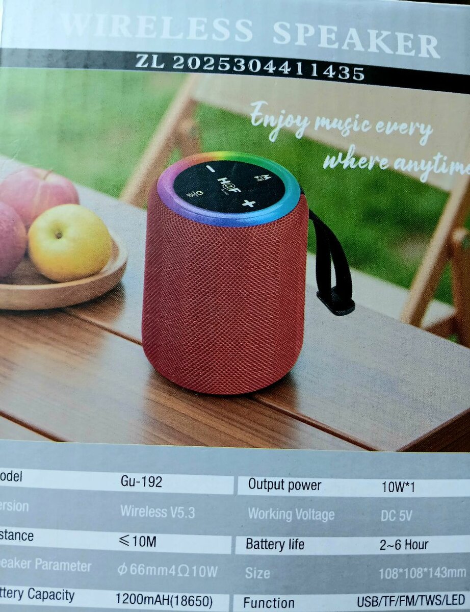 Enceinte Bluetooth LED Gu-192