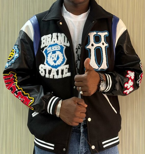 Veste de baseball en cuir pour homme