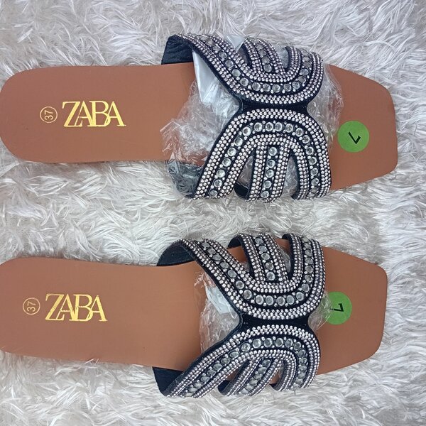 Mules ZABA strass noir et blanc