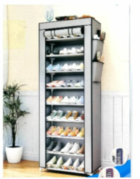 Meuble chaussures 10 étagères gris