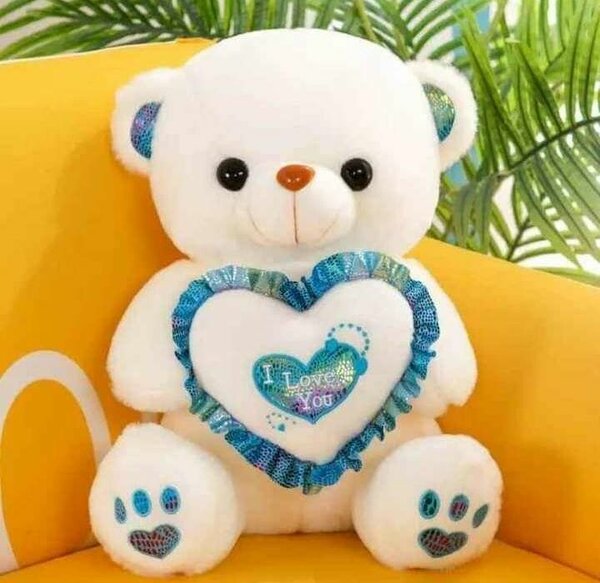Ours en peluche blanc avec cœur 'I Love You'