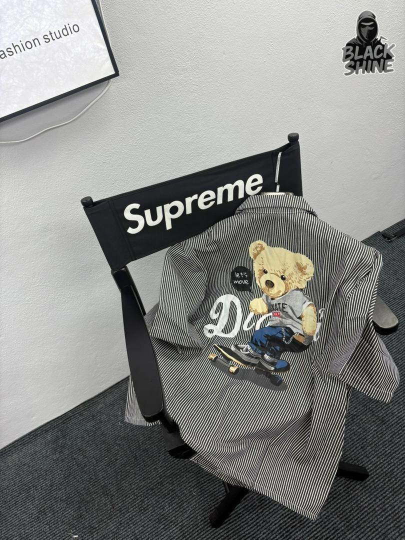 Graphic Striped Button-Up Shirt