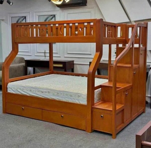 Lit mezzanine en bois avec rangement