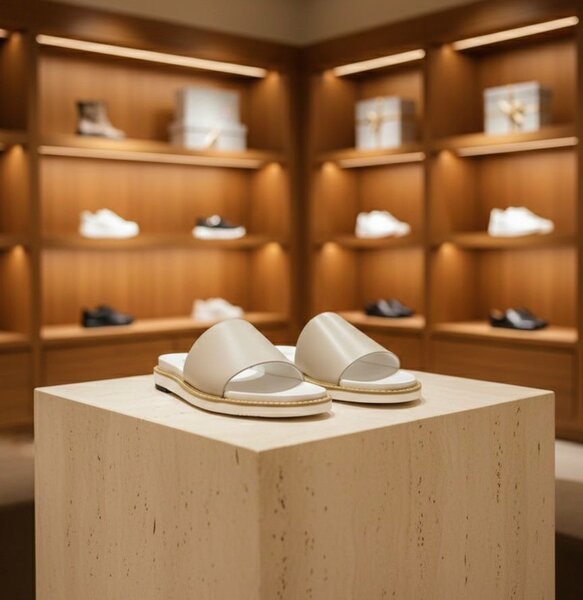 Sandales plates en cuir beige