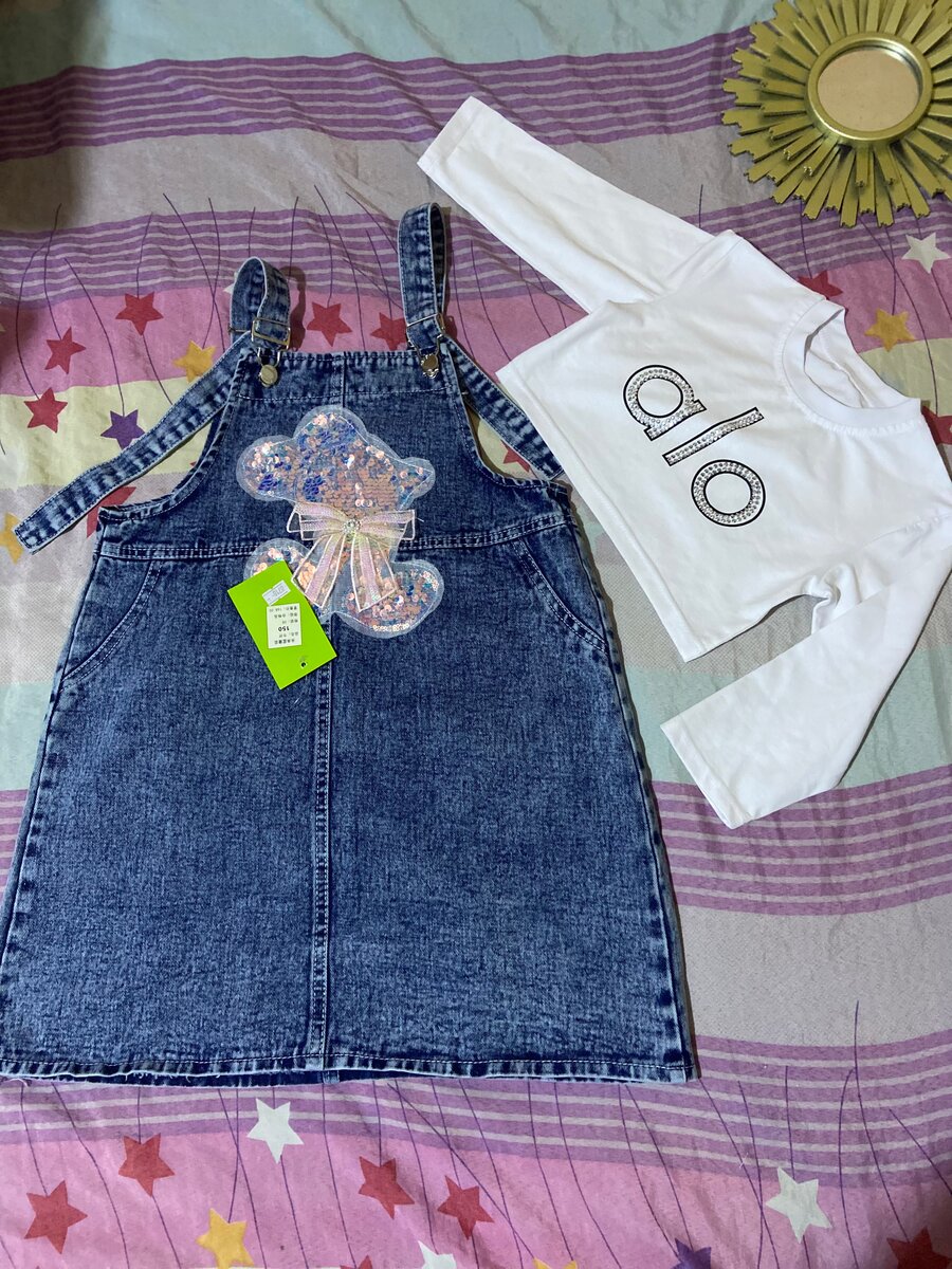 Robe salopette fille jean