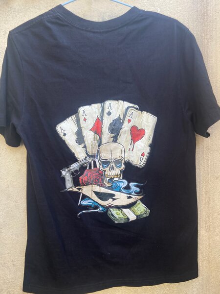 T-shirt noir crâne poker