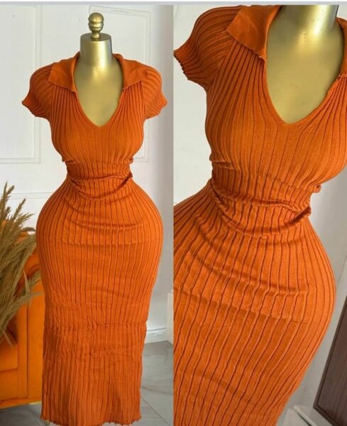 Robe en tricot col V