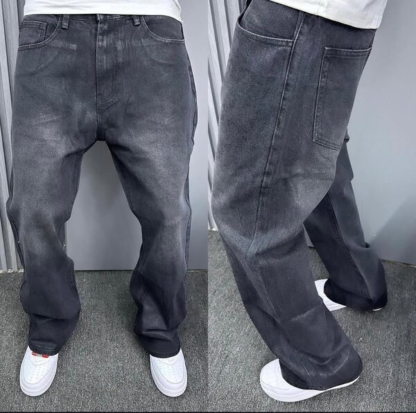 Jeans homme gris foncé larges décontractés