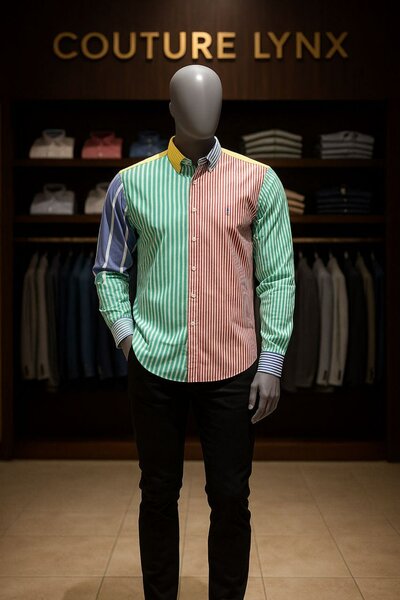 Chemise rayée multicolore homme