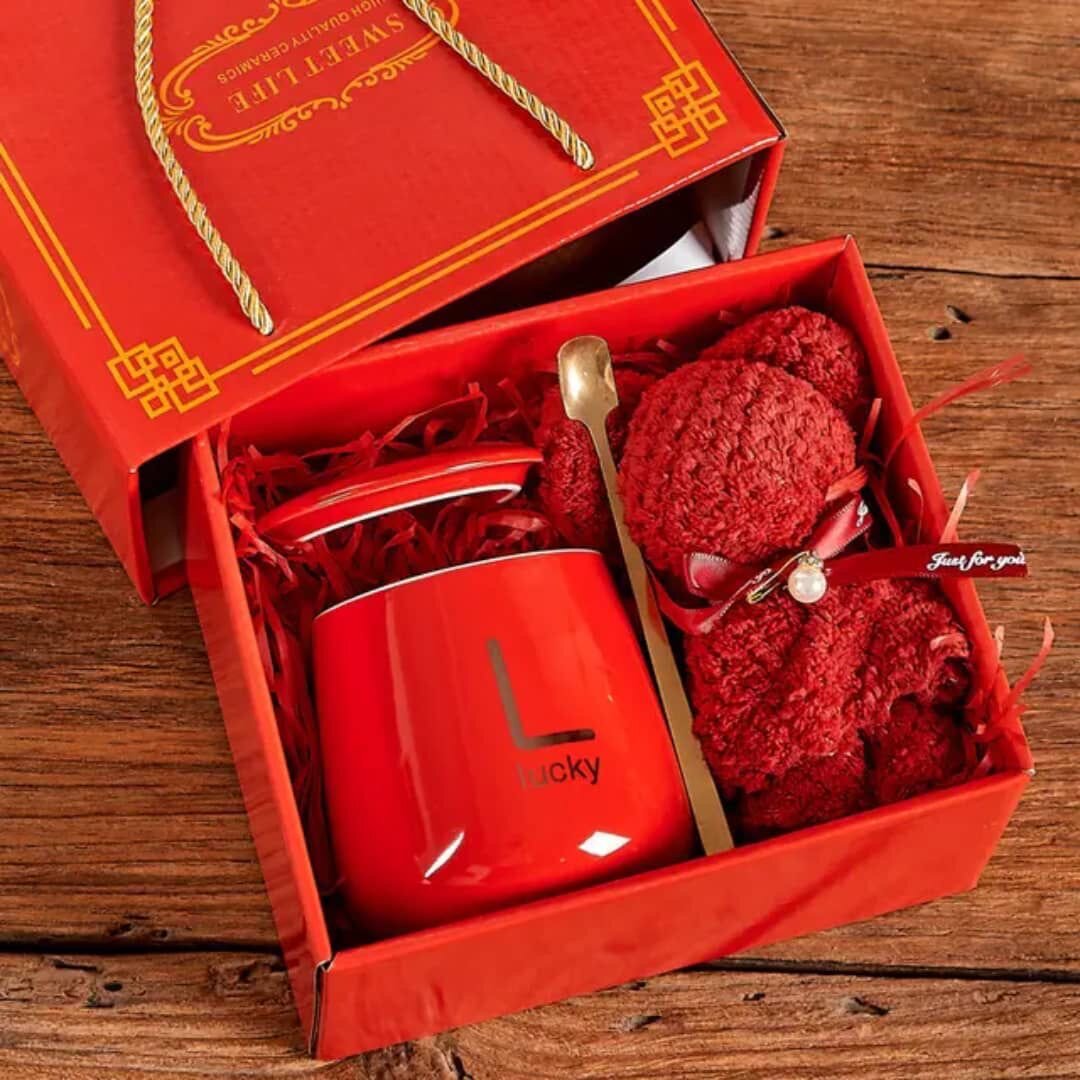 Ensemble de mug et serviettes 'Lucky'