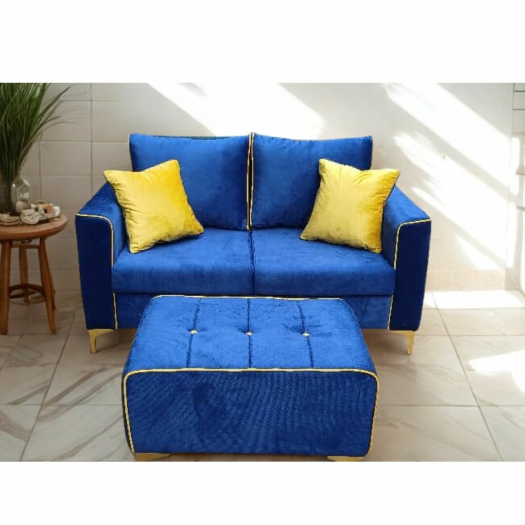 Modern Velvet Sofa with Ottoman